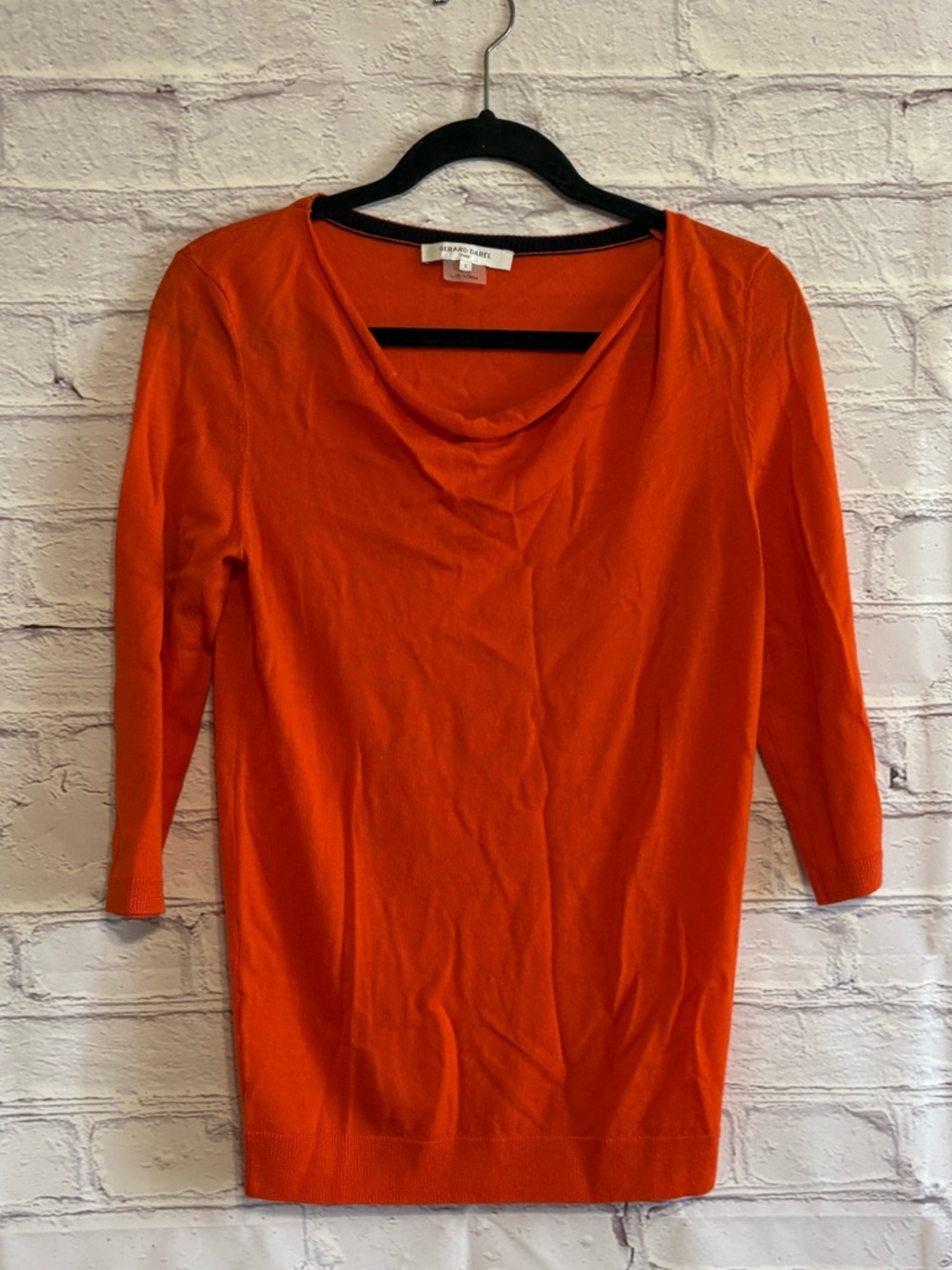 Gerard Darel Blood Orange Scoop Neck 3/4 Sleeve Top